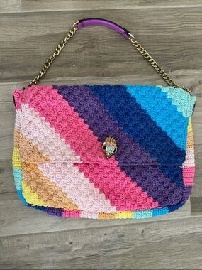 Kurt Geiger XXL Kensington crochet rainbow lurex bag purse